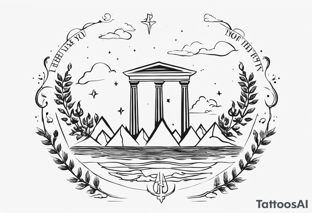 symbols of the greek god apollo with the quote “they’ll remember you for the light you gave off, not the way you burned in spite of it. I promise you that.” tattoo idea