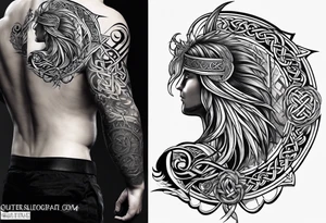 Celtic warrior full body side profile tattoo idea