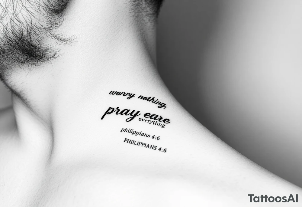 philippians 4:6 “worry about nothing, pray about everything” make this into a graphic type of tattoo with no words just meaning. tattoo idea