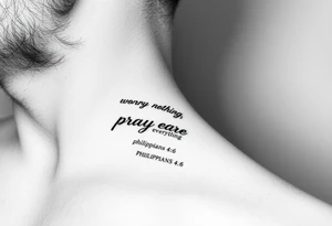 philippians 4:6 “worry about nothing, pray about everything” make this into a graphic type of tattoo with no words just meaning. tattoo idea