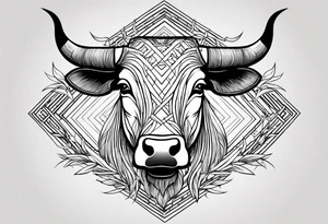 ox with bamboo surronded by bamboo representing vietnam tattoo idea