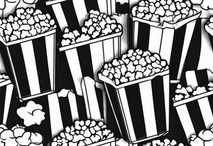 Traditional cinema Popcorn box with vertical stripes, fine line tattoo idea