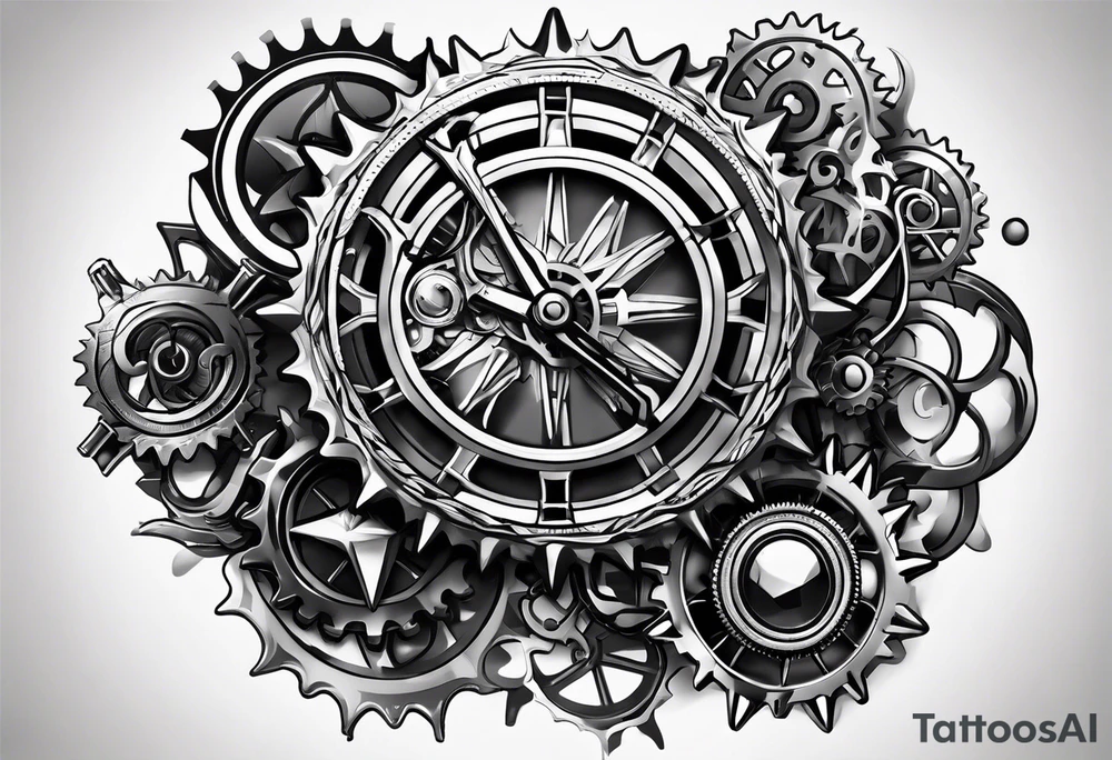 bicycle gear and chain as watch around wrist tattoo idea