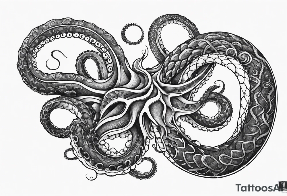 one outstretched single tentacle tattoo idea