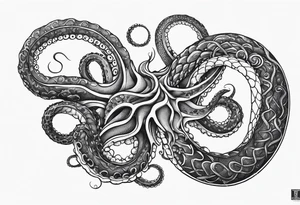 one outstretched single tentacle tattoo idea