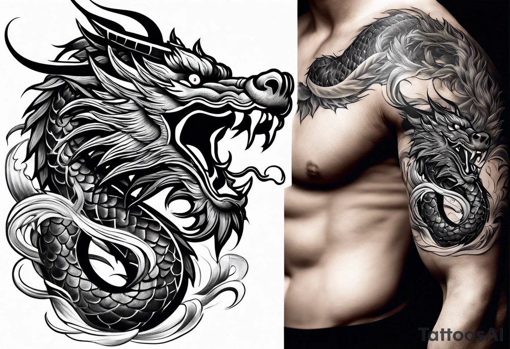 Chinese dragon on arm tattoo idea