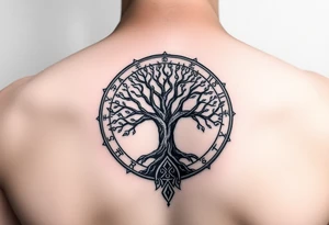 tree of life with circle of runes tattoo idea