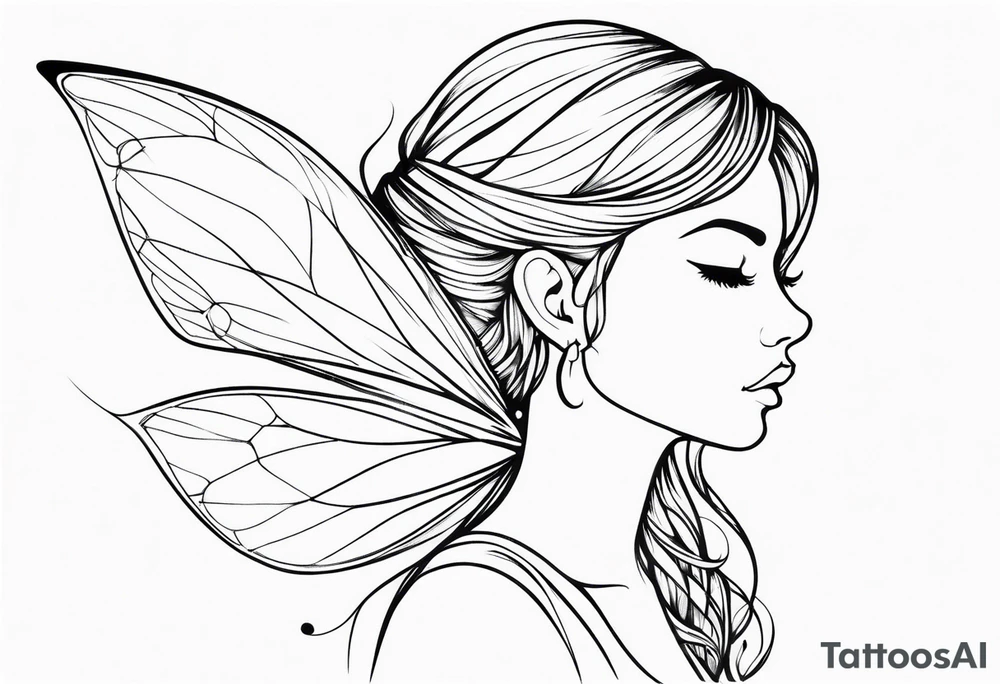 Minimal Fairy profile line tattoo idea