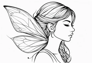 Minimal Fairy profile line tattoo idea