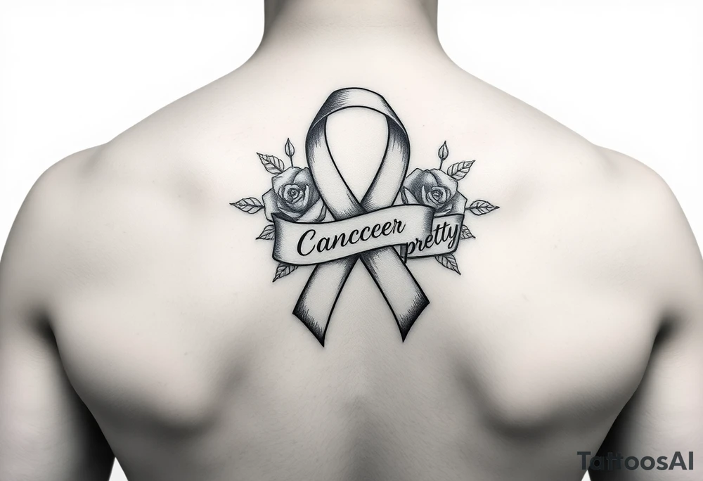 Cancer ribbon that says fuck cancer pretty with roses tattoo idea