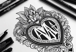 The word Mia inside a heart tattoo idea