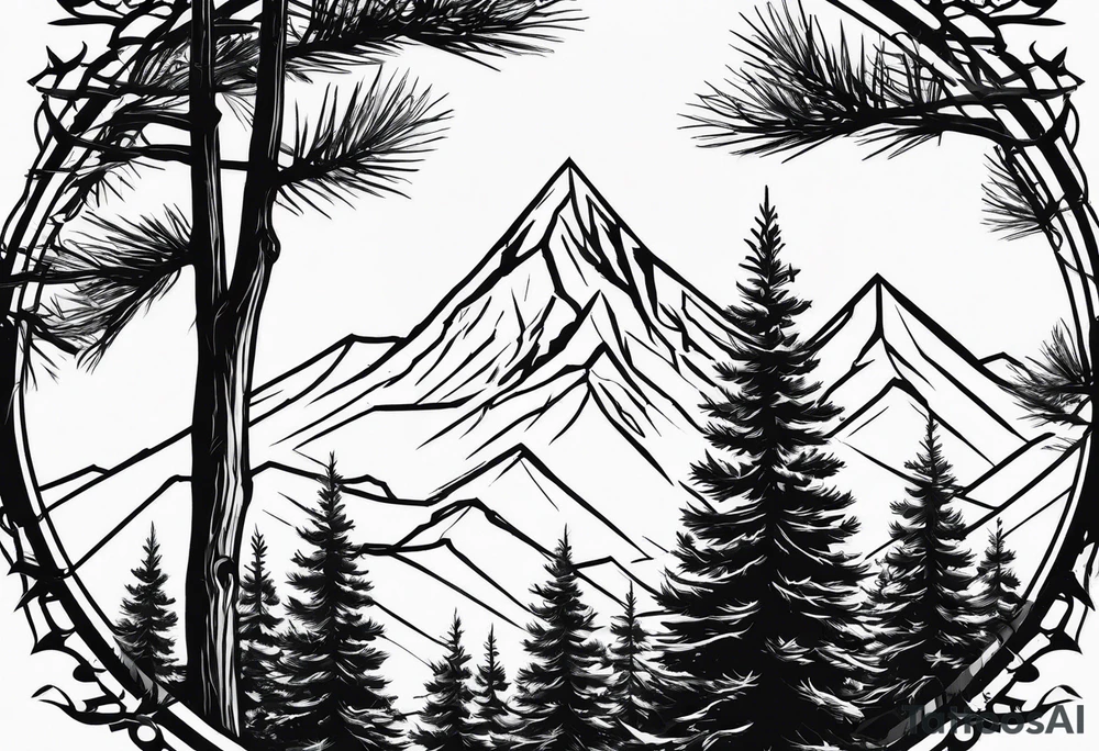 Solo 
Triangle shape outline 
Solo mountain
Pine tree
Silhouette tattoo idea