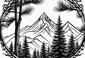 Solo 
Triangle shape outline 
Solo mountain
Pine tree
Silhouette tattoo idea