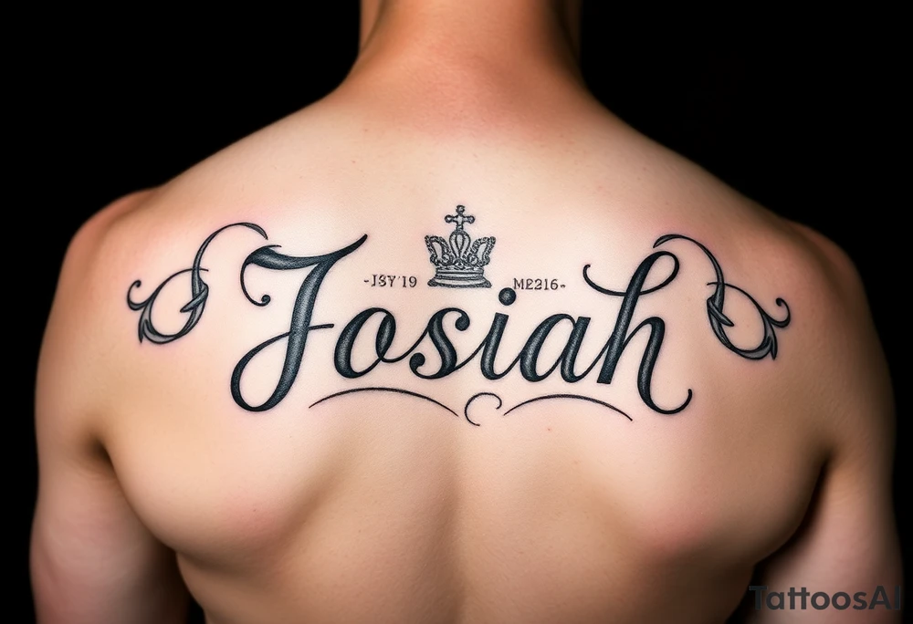 A baby memorial tattoo with the name Josiah tattoo idea