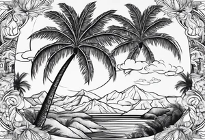 palm tree but swap leaves with human palms tattoo idea