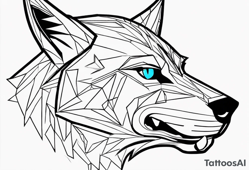 Legend of zelda link wolf in side profile muzzle facing th ebottom 
, in the center of his forhead is a diamond shape with a dot in the middle done in the style of black line work.  His mouth should be open snarling tattoo idea