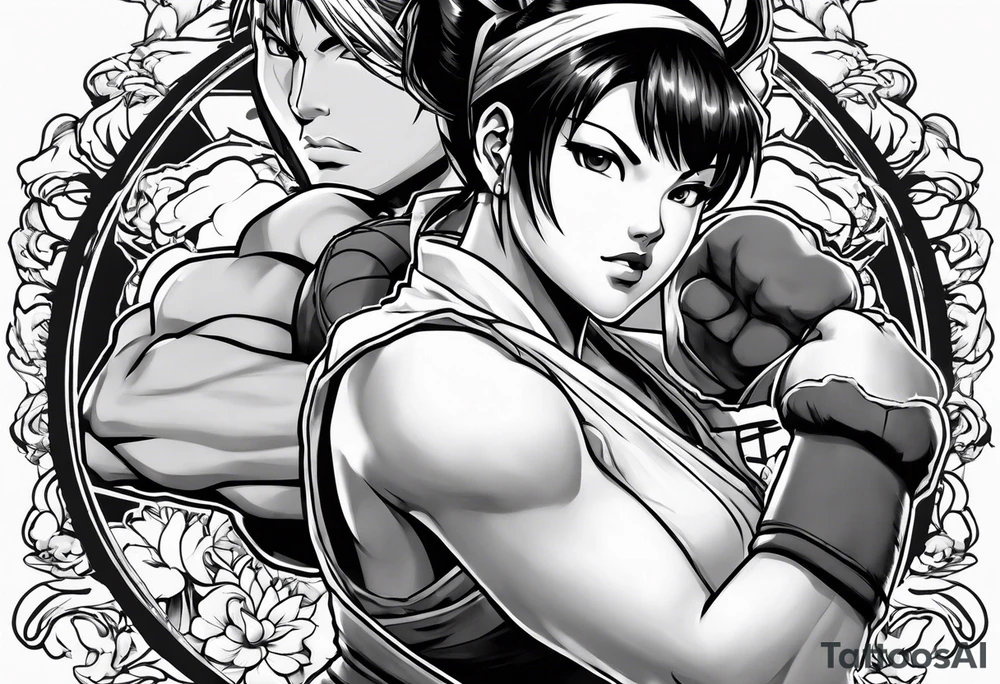 street fighter 3 makoto, chun li fighting tattoo idea