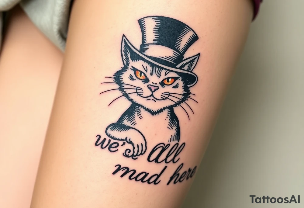 Cheshire cat, we are all mad here, top hat tattoo idea
