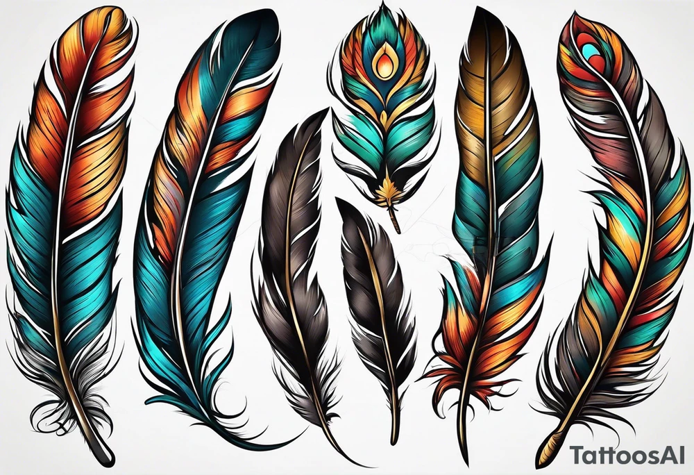 simple feather american tradtional tattoo idea