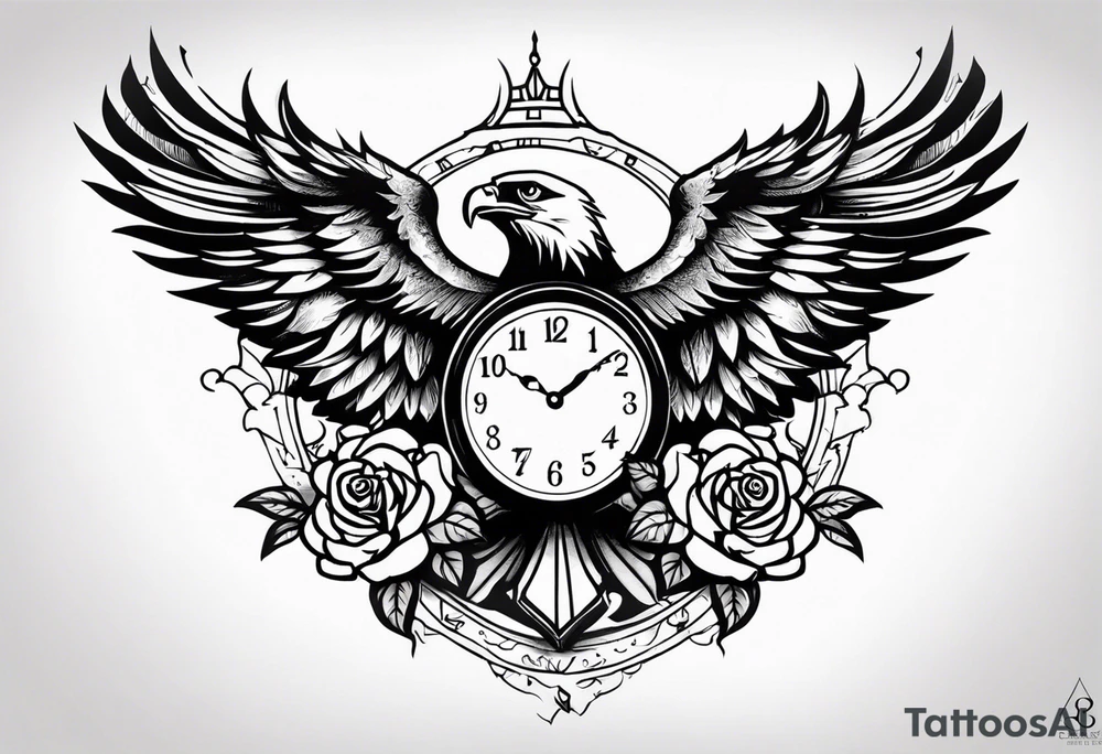 eagle, rose, clock , love tattoo idea