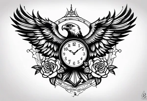 eagle, rose, clock , love tattoo idea