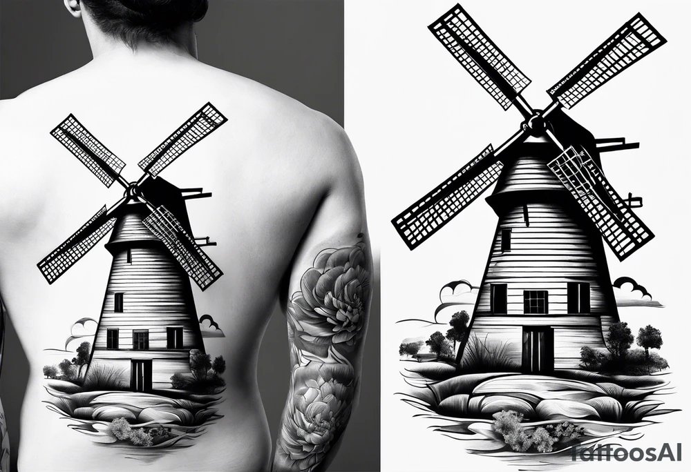 dutch windmill tattoo idea