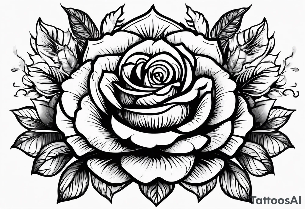 Rose with sun in the center, American traditional tattoo idea