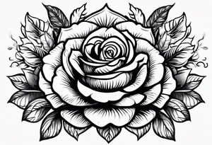 Rose with sun in the center, American traditional tattoo idea