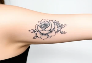 rose and peony bouquet tattoo idea