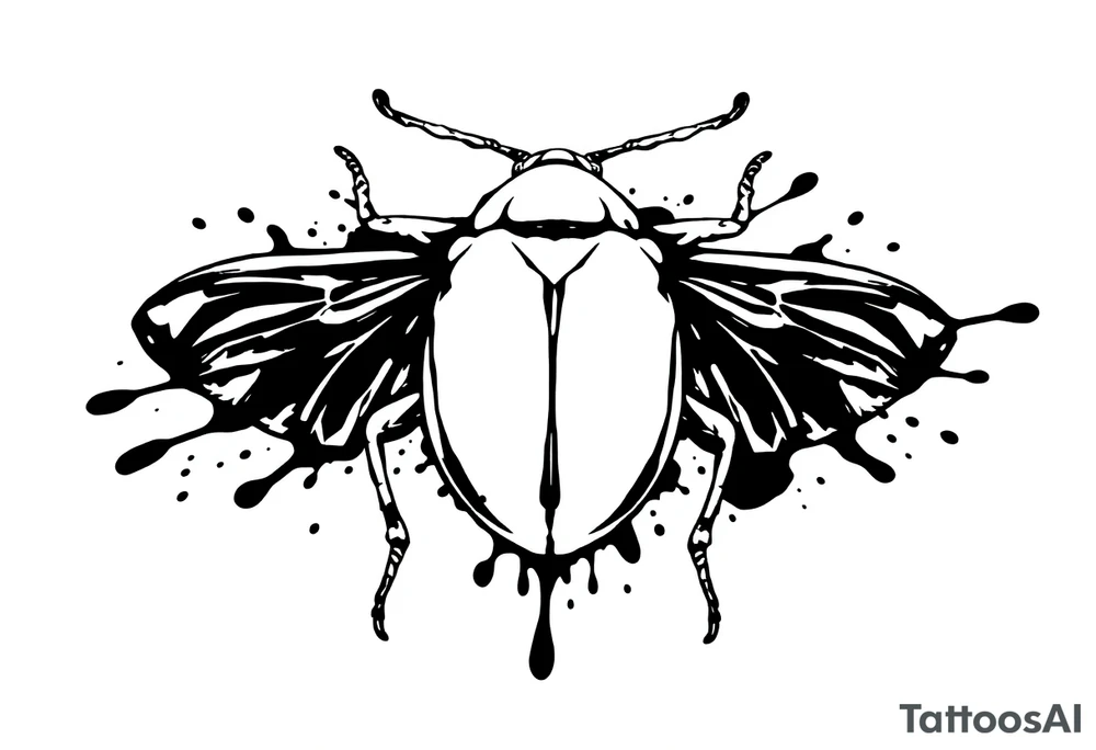 weird bug ink splash tattoo idea