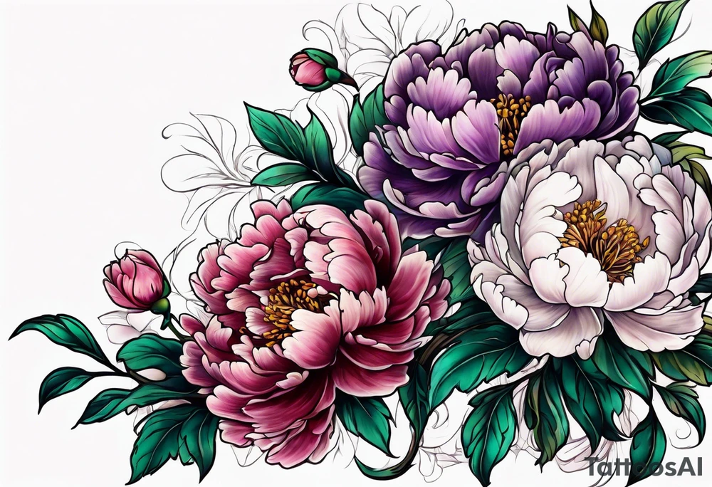 Peony garden ankle lilacs tattoo idea