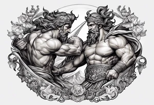 Backout tattoo of greek gods fighting tattoo idea