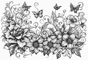 Wildflowers, ivy vine tattoo idea