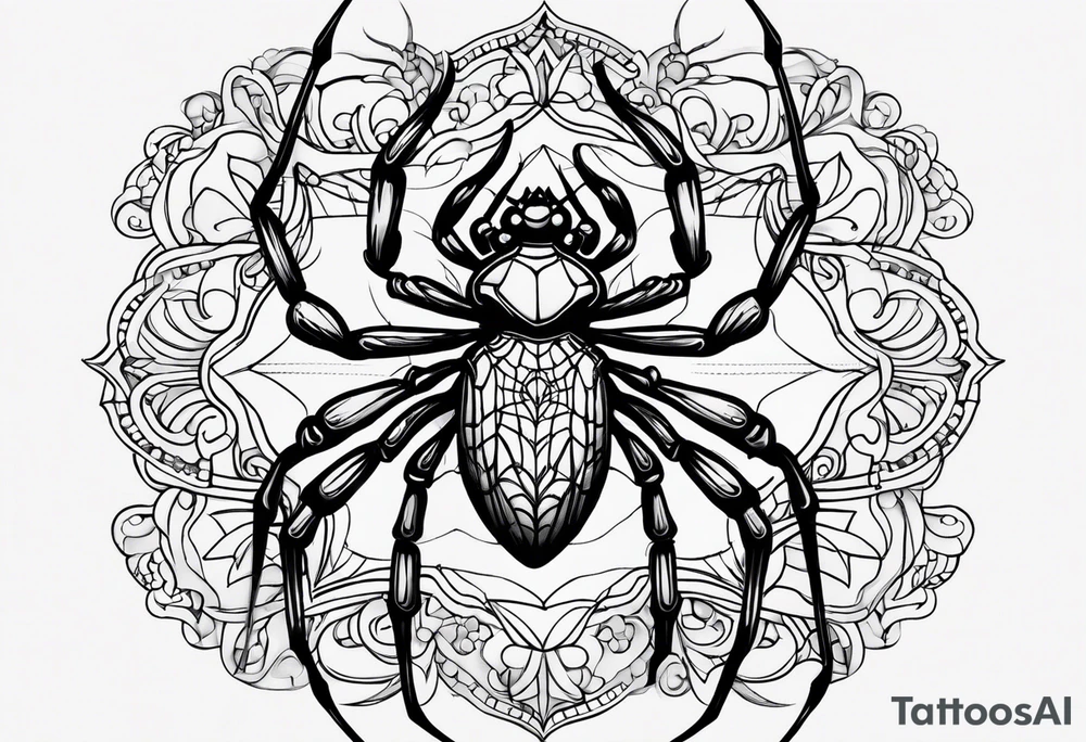 Feminine dainty spider tattoo idea