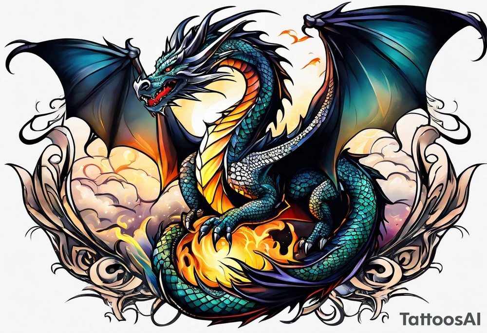 A dragon light and majestic and kind tattoo idea