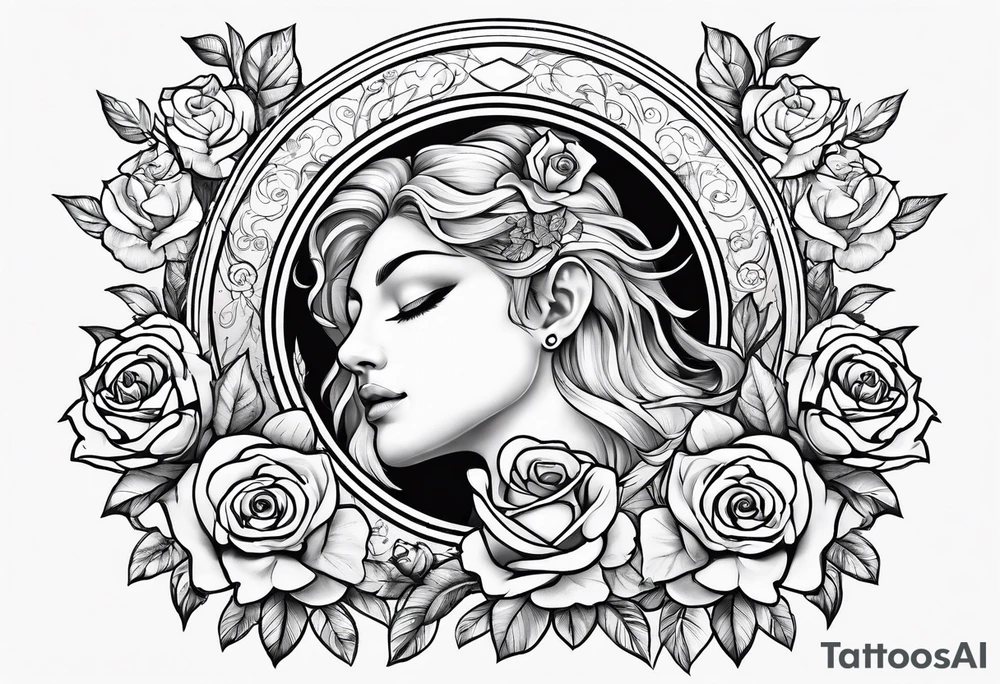 sagittarius, love and happiness and with roses with men tattoo idea