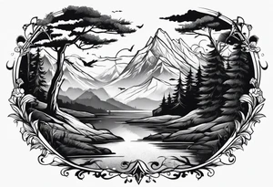 romantic scenery tattoo idea