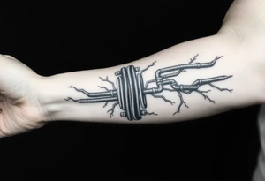 vertical System of thin pipes that transitions outwards of sides and end into thick, widespread 
veins of forearm tattoo idea