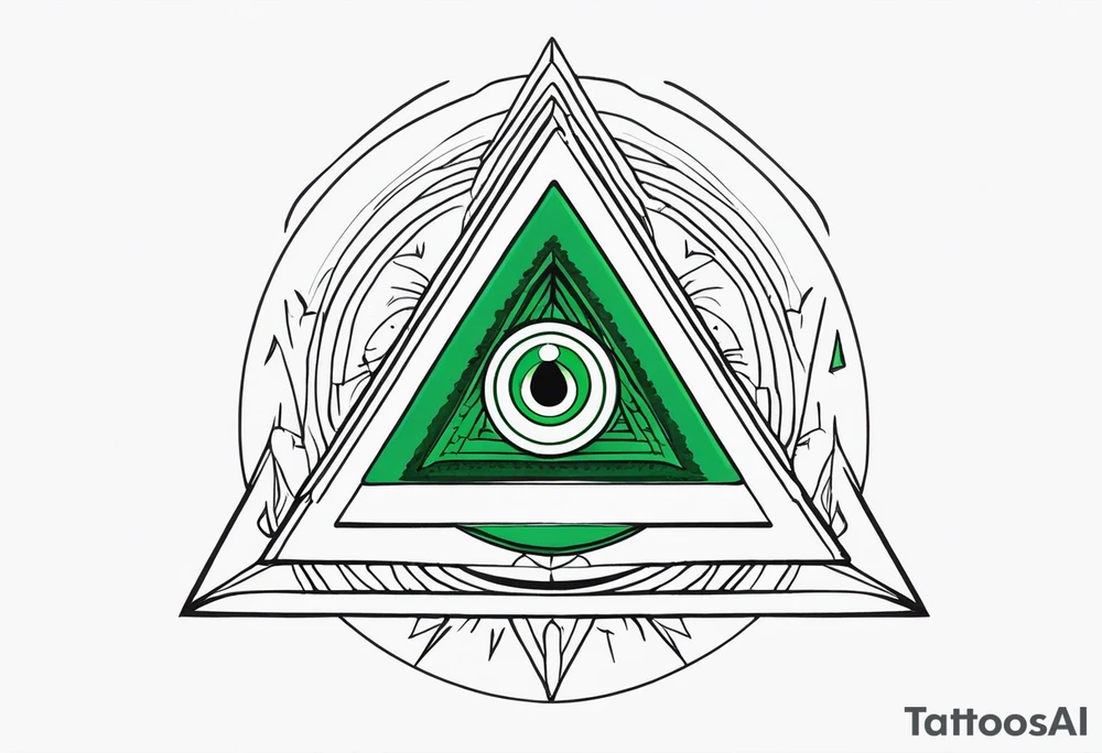 Third eye in green in a triangular setting tattoo idea