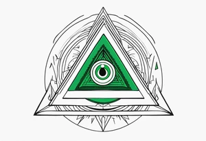 Third eye in green in a triangular setting tattoo idea