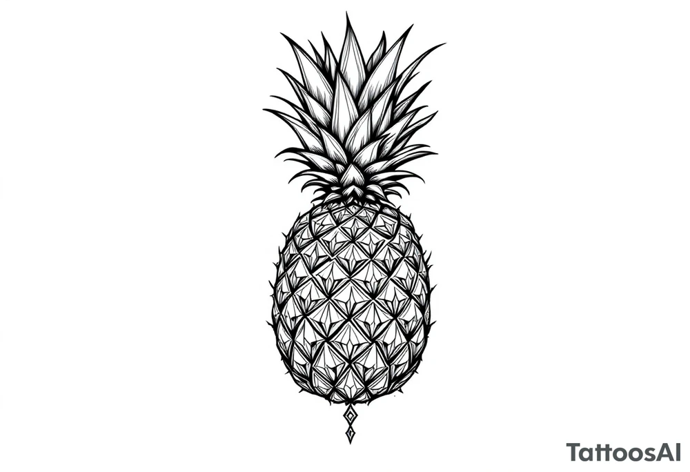 pineapple with diamonds and magestic, crown, pubic, vagina, anus, tattoo idea