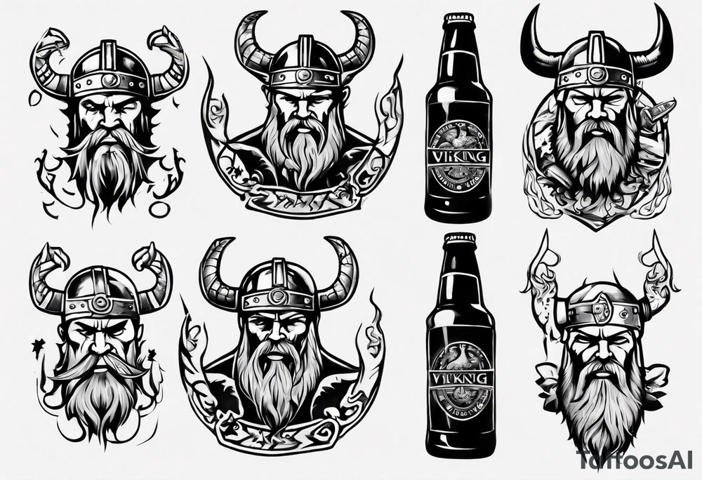 viking drinking beer tattoo idea