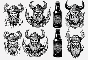 viking drinking beer tattoo idea