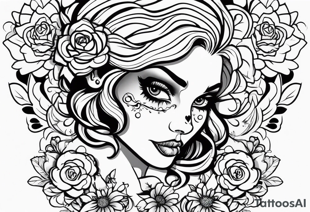 Woman with skull tattoo idea