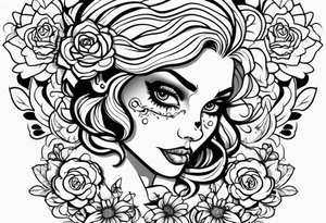 Woman with skull tattoo idea