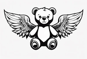 Teddy bear with angel wings tattoo idea