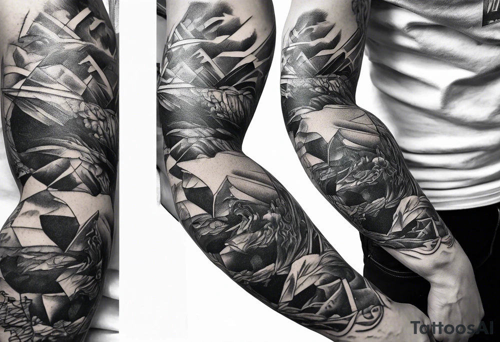 extreme joint pain breaking through skin on arm sorrow sad broken tissue  man realistic tattoo idea