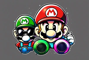 Mario and Luigi wearing Daft Punk masks tattoo idea