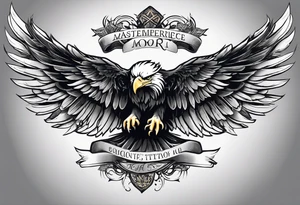 Eagle Wing tattoo with wording Momento Mori. Tattoo should not be too dark or too Light. Balanced tattoo idea