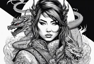 Samurai girl with dragon tattoo idea